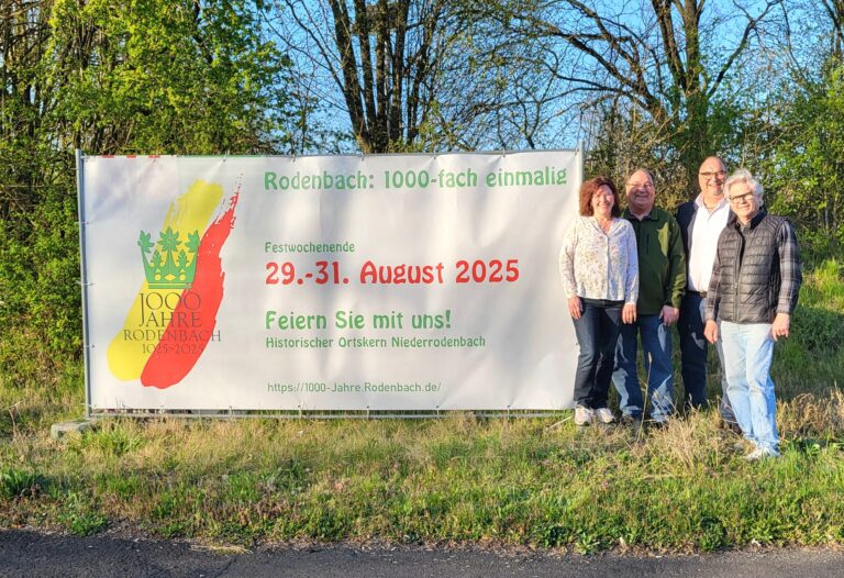 Rodenbach feiert 1000 Jahre – Start der Werbekampagne Mit großer Vorfreude kündigt Rodenbachs Bürgermeister Klaus Schejna nun den offiziellen Start der Werbekampagne für das bevorstehende Gemeindejubiläum an. „In diesem Jahr wird unser Rodenbach 1000 Jahre alt und wir laden alle Bürgerinnen und Bürger Besucher herzlich ein, an den Feierlichkeiten zu pflegen.“