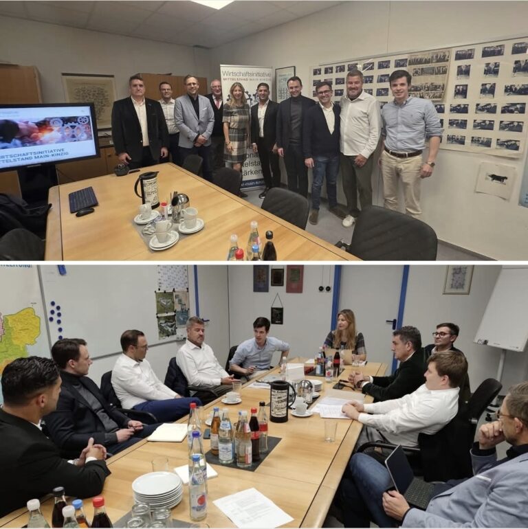 Gesprächsrunde „Politik & Wirtschaft“ – Austausch auf Augenhöhe zwischen Mittelstand und Politik 🤝 Am Dienstag fand im @Druck- und Pressehaus Naumann Druck− und Pressehaus Naumann GmbH & Co. KG in Gelnhausen bei unserem Vorstandsmitglied Jochen Grossmann die 6. Gesprächsrunde „Politik & Wirtschaft“ der Wirtschaftsinitiative Mittelstand Main-Kinzig e.V. statt. Im Mittelpunkt stand der offene Dialog mit den Bundestagsabgeordneten Johannes Wiegelmann und Pascal Reddig über die aktuelle wirtschaftspolitische Lage, die unseren regionalen Mittelstand bewegt.